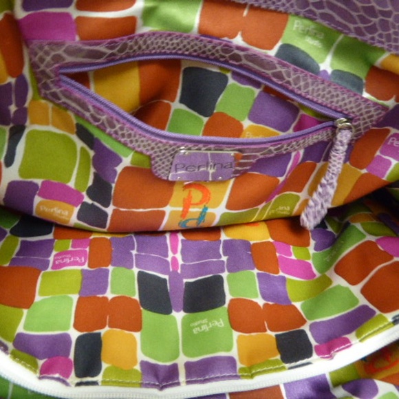 PERLINA LAVENDER SNAKESKIN LEATHER large shoulder HOBO BAG NWT - Picture 2 of 8